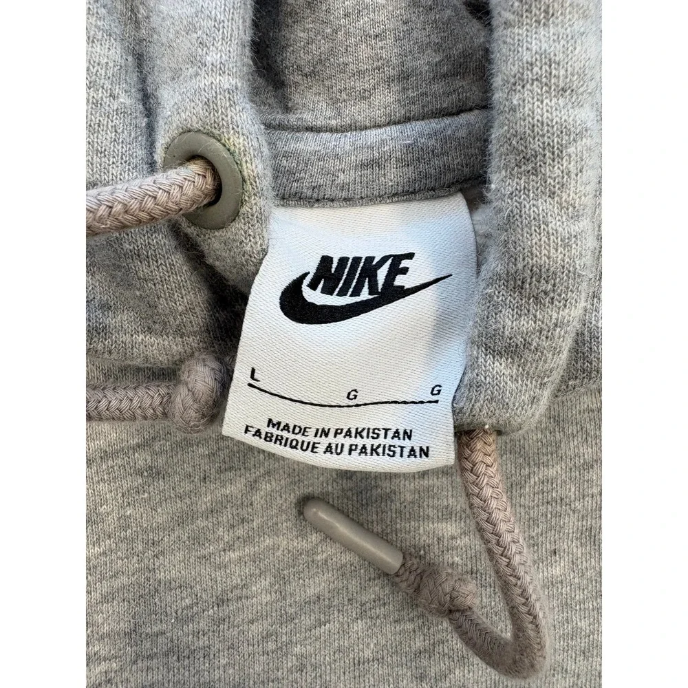 Nike Hoodie men's Large Gray Pullover Sweatshirt Swoosh‎ Fleece